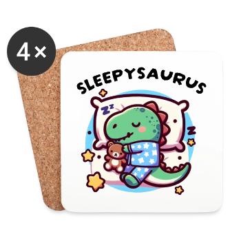 Sleepysaurus Official Sleep Outfit Sleep Shirt - Coasters (set of 4) - white - Front