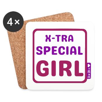 Down Syndrom Design - X-tra special girl - Untersetzer (4er-Set) - Weiß - Vorne