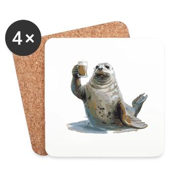 Robbe Bière Drôle - Dessous de verre (lot de 4) - blanc - Devant