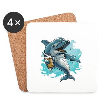Dolphin Bière Drôle - Dessous de verre (lot de 4) - blanc - Devant