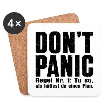 "DON'T PANIC" – The cult shirt - Coasters (set of 4) - white - Front