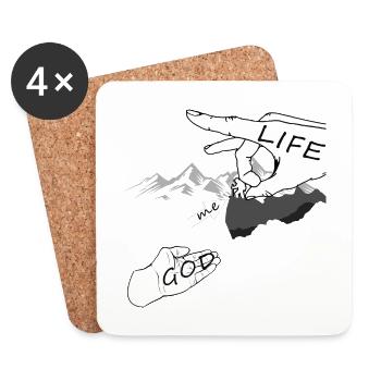 God Religion Faith Life Save Hand Gift - Coasters (set of 4) - white - Front