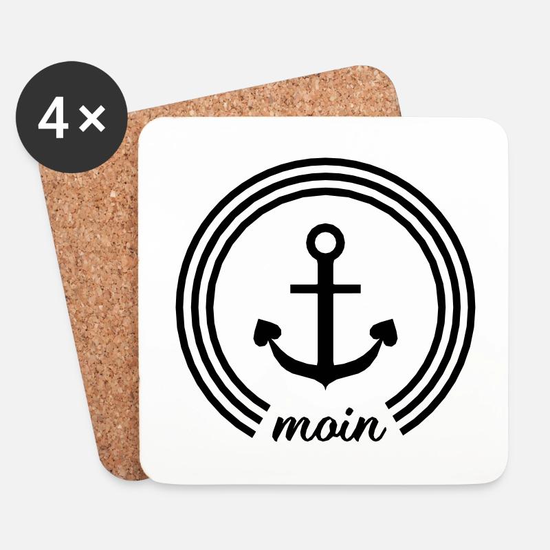 Moin Anker mit Herz - ahoy anchor - Untersetzer (4er-Set) - Weiß
