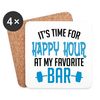 it's time for happy hour at my favorite bar B 2c - Coasters (set of 4) - white - Front