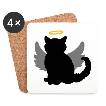 Babykatze / Engelskatze ♥ Angel Cat Kitten - Untersetzer (4er-Set) - Weiß - Vorne