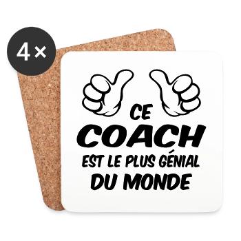 MEILLEUR COACH - Dessous de verre (lot de 4) - blanc - Devant