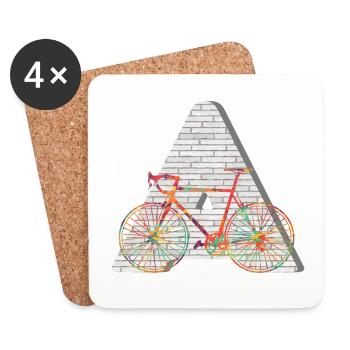 vélo e 249 a - Dessous de verre (lot de 4) - blanc - Devant