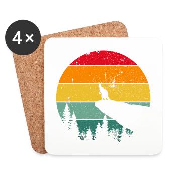 Vintage Retro Känguru Australien Geschenk - Untersetzer (4er-Set) - Weiß - Vorne