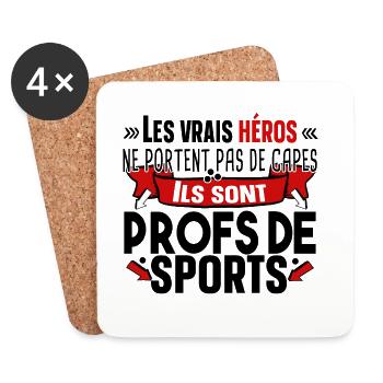 Prof de Sport Professeur Métier Cadeau Humour - Dessous de verre (lot de 4) - blanc - Devant