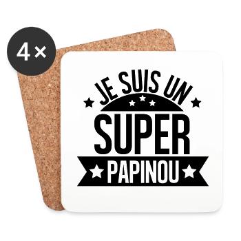 je suis un super papinou - Dessous de verre (lot de 4) - blanc - Devant