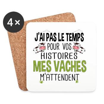 Vache vaches veau Cadeau ferme agricole Animal - Dessous de verre (lot de 4) - blanc - Devant