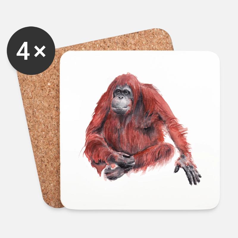 Orangutan - Untersetzer (4er-Set) - Weiß