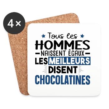 Chocolatine Pain Chocolat Humour Boulangerie - Dessous de verre (lot de 4) - blanc - Devant