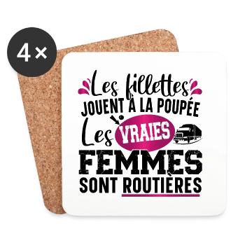 Routière Chauffeur Livreuse Métier Camion Cadeau - Dessous de verre (lot de 4) - blanc - Devant