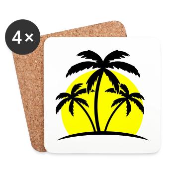 beach palm trees - Coasters (set of 4) - white - Front