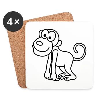 Monkey Comic Animal - Coasters (set of 4) - white - Front