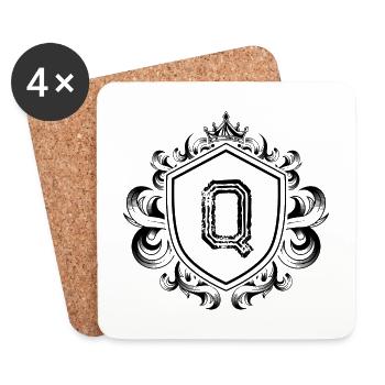 Q Buchstabe Wappen - Untersetzer (4er-Set) - Weiß - Vorne