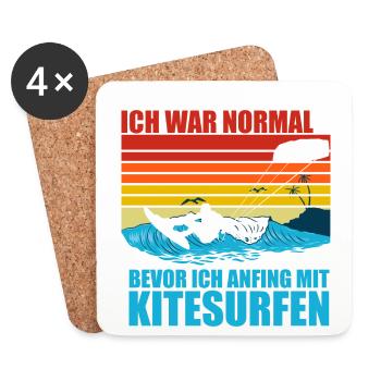 Ich War Normal Bevor Ich Anfing Mit Kitesurfen - Untersetzer (4er-Set) - Weiß - Vorne