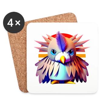 Oiseau polygonal - Dessous de verre (lot de 4) - blanc - Devant