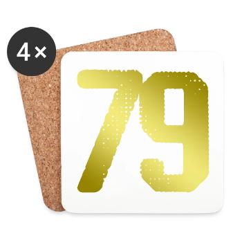 79 Zahl Trikot - Untersetzer (4er-Set) - Weiß - Vorne