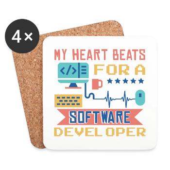 My Heart Beats For A Software Developer - Coasters (set of 4) - white - Front