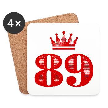 89 Zahl Krone - Untersetzer (4er-Set) - Weiß - Vorne