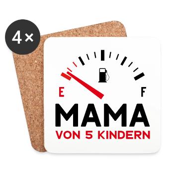 MAMA 5 KINDER MUTTER FÜNF KINDER MUTTERTAG - Untersetzer (4er-Set) - Weiß - Vorne