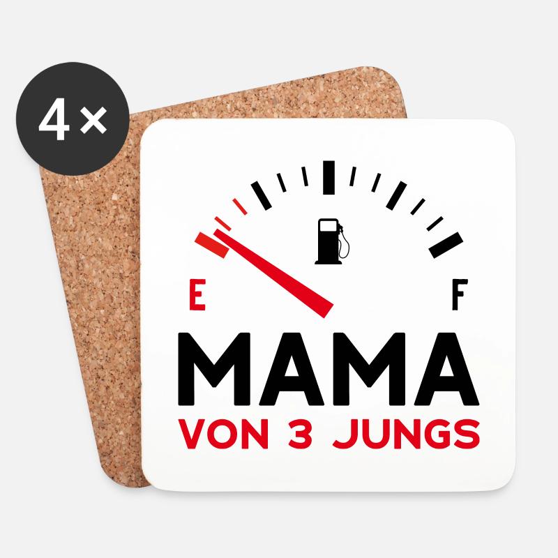 MAMA 3 SÖHNE MUTTERTAG MUTTER DREI JUNGEN - Untersetzer (4er-Set) - Weiß