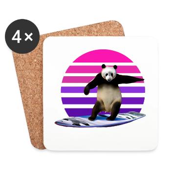 Panda Surfer - Dessous de verre (lot de 4) - blanc - Devant