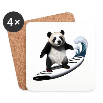 Panda Surfer - Dessous de verre (lot de 4) - blanc - Devant