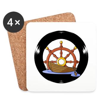 Sailing steering wheel maritime boat sailing Ahoy Captain - Coasters (set of 4) - white - Front