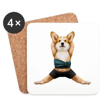 Corgi dog in yoga pose - Coasters (set of 4) - white - Front