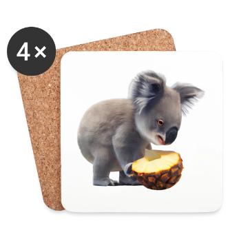 Koala et ananas - Dessous de verre (lot de 4) - blanc - Devant