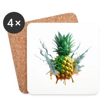 Farbenfrohe Ananas - Untersetzer (4er-Set) - Weiß - Vorne