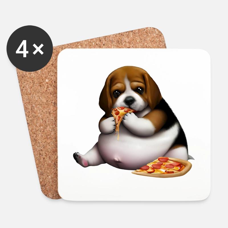 Pizza Liebhaber Beagle Hund - Untersetzer (4er-Set) - Weiß