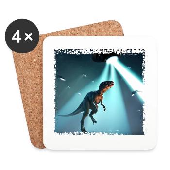 L’OVNI rencontre le dinosaure - Dessous de verre (lot de 4) - blanc - Devant
