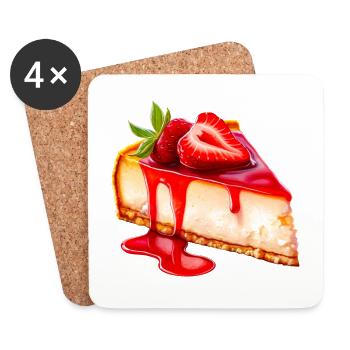 Strawberry Cheesecake - Coasters (set of 4) - white - Front