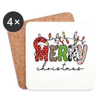 MERRY christmas, Santa hat - Coasters (set of 4) - white - Front