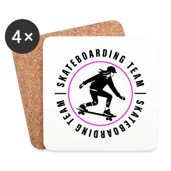 Skateboarding Team Verein Frau Skateboard - Untersetzer (4er-Set) - Weiß - Vorne