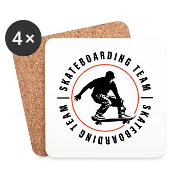 Skateboarding Team Club Man Skateboard - Coasters (set of 4) - white - Front