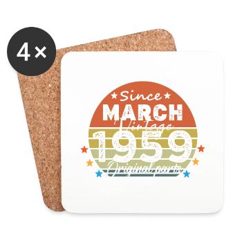 65 Years Old Made In 1959 Vintage March 1959 - Coasters (set of 4) - white - Front