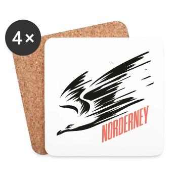 Norderney Sturzflug Tiefflieger Möwe Urlaub T-Shir - Dessous de verre (lot de 4) - blanc - Devant
