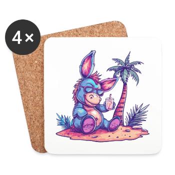 Vacances d’été à la plage de l’âne - Dessous de verre (lot de 4) - blanc - Devant