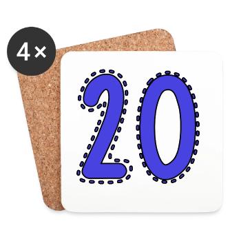 20. 20 ANS. 20e ANNIVERSAIRE. ANNIVERSAIRE 20 ANS. - Dessous de verre (lot de 4) - blanc - Devant