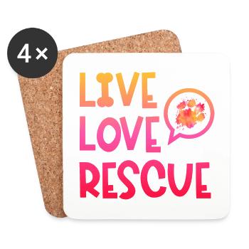 Live Love Rescue Dog Paw Shelter - Coasters (set of 4) - white - Front