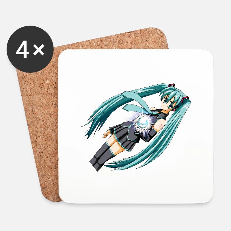 Miku. Manga / Anime süßes Mädchen - Untersetzer (4er-Set) - Weiß