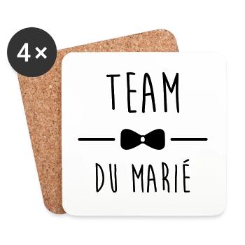 team du marié, enterrement de vie de garçon, EVG - Dessous de verre (lot de 4) - blanc - Devant