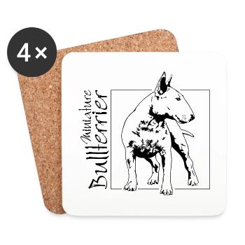 Chien BULLTERRIER miniature Wilsigns - Dessous de verre (lot de 4) - blanc - Devant