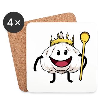 König Knoblauch kochen Küche gesund lecker - Untersetzer (4er-Set) - Weiß - Vorne