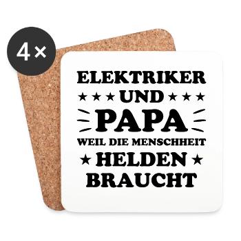 Elektriker Lustig Spruch Beruf Elektrik Geschenk - Untersetzer (4er-Set) - Weiß - Vorne